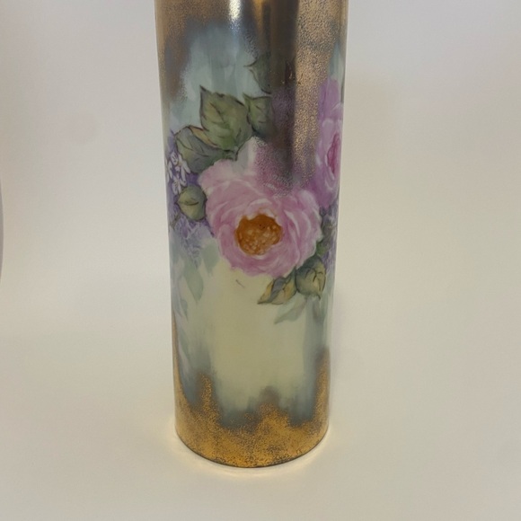 Gorgeous Hand Painted Cylinder Vase Pink Roses - Picture 12 of 12